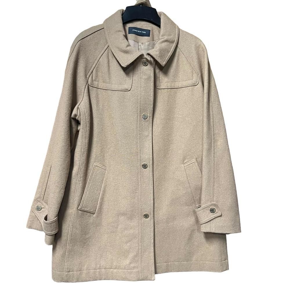 Jones New York Beige Wool-Blend Coat